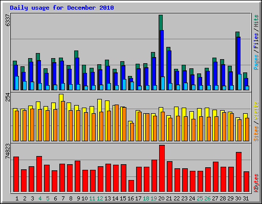 Daily usage for December 2010
